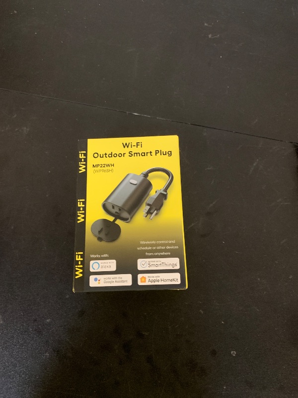 Photo 1 of Minoston HomeKit Outdoor Smart Plug, Waterproof Wi-Fi Outlet (2.4GHz Only), Compatible with Apple Home, Siri, Alexa, Google Assistant, Smart Life App, Heavy Duty Outlet Plug, Black (MP22WH)