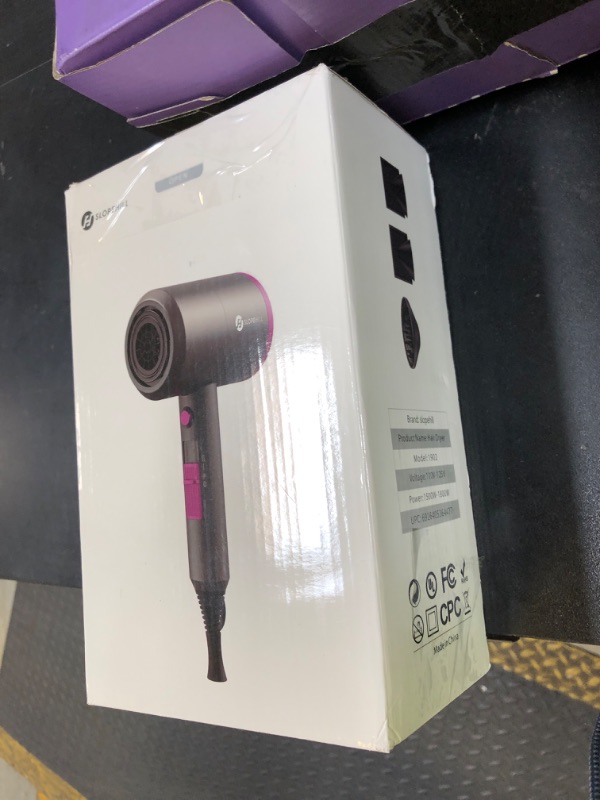 Photo 1 of slopehill Professional Ionic Hair Dryer, Powerful 1800W Fast Drying Low Noise Blow Dryer with 2 Concentrator Nozzle 1 Diffuser Attachments for Home Salon Travel