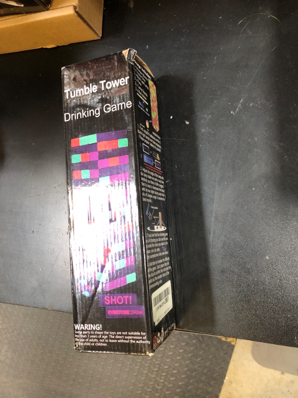 Photo 1 of Drinking Games for Adults Party, Black Light Tumble Tower -Glowing Drinking Games Suitable for Day Or Night, 54 Blocks with Hilarious Drinking Commands, Stacking Games for Adults Party