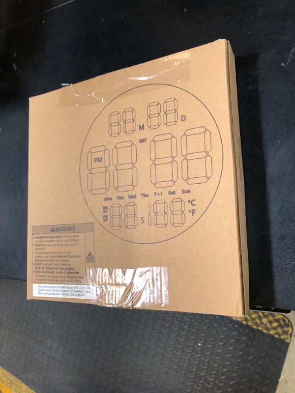 Photo 1 of Large Digital Wall Clock, Digital Clock Large Display with Seconds Precision Display Auto Brightness Remote Control Timer Input Muteable Button, LED Clock for for Living Room, Bedroom, Office