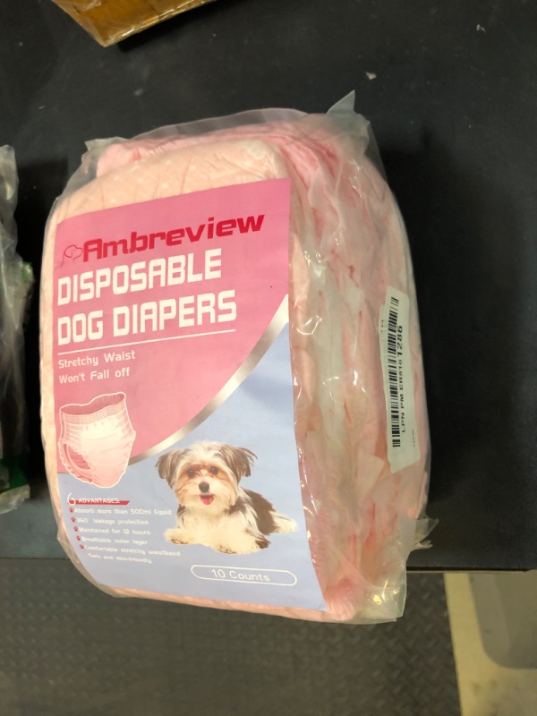 Photo 1 of Ambreview Disposable Dog Diapers Female, Just Pull It Up, Doggie Diapers for Female Dogs, Strong Absorbency | Leak Proof, for Dogs in Heat | Elderly | Disabled, M 10 PCS