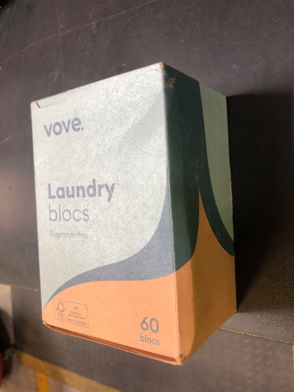 Photo 1 of Vove Plastic-Free Laundry Detergent Blocs - 60 Ultra-Concentrated Tablets, Better Than Pods & Sheets - 5-Layer PureStack Technology, 3X Enzyme Power, Fragrance Free, Eco-Friendly