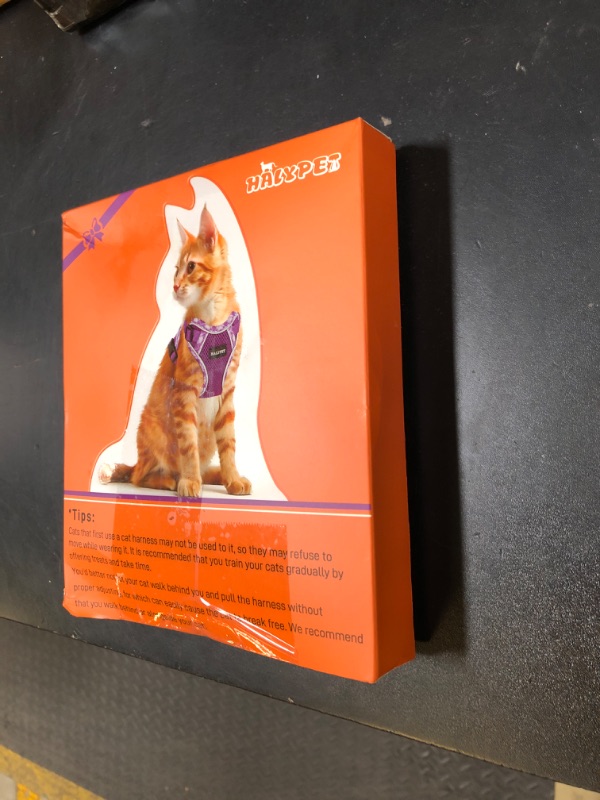 Photo 1 of Halypet Cat Harness and Leash Set [MAX Safety 4th-Gen Upgrade] Escape Proof Adjustable Cat Leash Comfortable Soft Vest Easy to Wear Kitten Harness with Reflective Strip for Cats Walking, M Blue