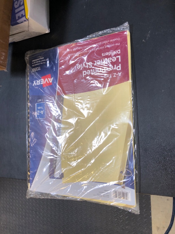 Photo 1 of Avery A-Z Dividers for 3 Ring Binders, 25 Tabs per Set, Pre-Printed Black Leather Tabs, Great for Organizing Records, Reports, Finances, and Other Important Documents (3 Sets of 21350)