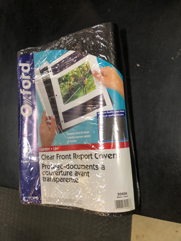 Photo 1 of Oxford Linen Clear Front Report Covers, Letter Size, Black, 5 Pack (50406)