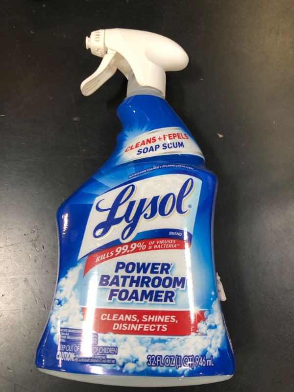 Photo 1 of Lysol Power Foaming Bathroom Cleaner, Multipurpose Cleaner For Showers, Bathtubs, Sinks, Disinfectant Spray Kills 99.9% Of Germs, Zero Bleach Cleaning Spray, 32 Oz.