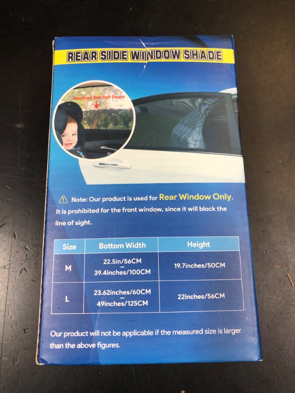 Photo 1 of Car Window Shades, 2 Pack Breathable Mesh Car Side Back Window Sun Shades, Stretchy Window Screen for Baby Family Pet UV Protection, Window Covers Fit for Most(95%) of Cars - (Medium 39"x19")