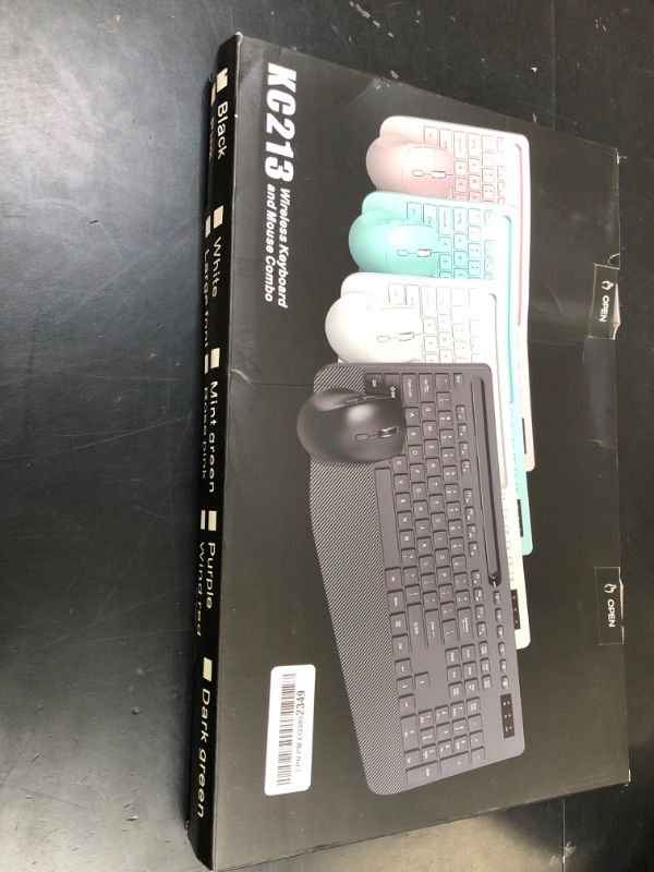 Photo 1 of Wireless Keyboard and Mouse Combo - Full-Sized Ergonomic Keyboard with Wrist Rest, Phone Holder, Sleep Mode, Silent 2.4GHz Cordless Keyboard Mouse Combo for Computer, Laptop, PC, Mac, Windows -Trueque