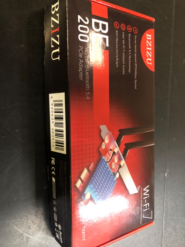 Photo 1 of BZIZU WiFi 7 PCIE Card for Desktop PC,Ultra-Fast 9.3Gbps, Intel BE200, Tri-Band 320MHz,Latest Bluetooth 5.4,Ideal for Gaming Streaming,Windows 10/11 64bit