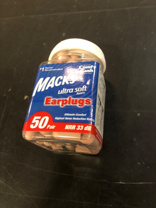 Photo 1 of Mack's Ultra Soft Foam Earplugs, 50 Pair - 33dB Highest NRR, Comfortable Ear Plugs for Sleeping, Snoring, Travel, Concerts, Studying, Loud Noise, Work | Made in USA