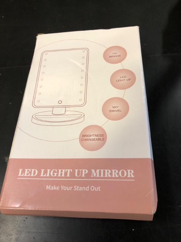 Photo 1 of KOOKIN Lighted Vanity Makeup Mirror Led Lights 180 Degree Rotation Lighted Mirror Touch Screen Adjusted Brightness Desk Mirrors USB Dual Supply Bathroom Beauty Cosmetic Mirrors (Black)