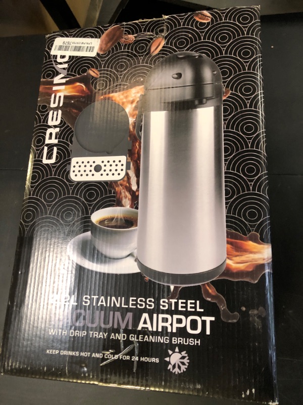 Photo 1 of Coffee Carafe with Pump & Drip Tray - 74oz / 2.2L, 12 Hours, Thermal Carafe for Hot Liquids, Water Dispenser, Airpot Coffee Dispenser with Pump, Insulated Air Pot, Large Carafe for Hot Drinks