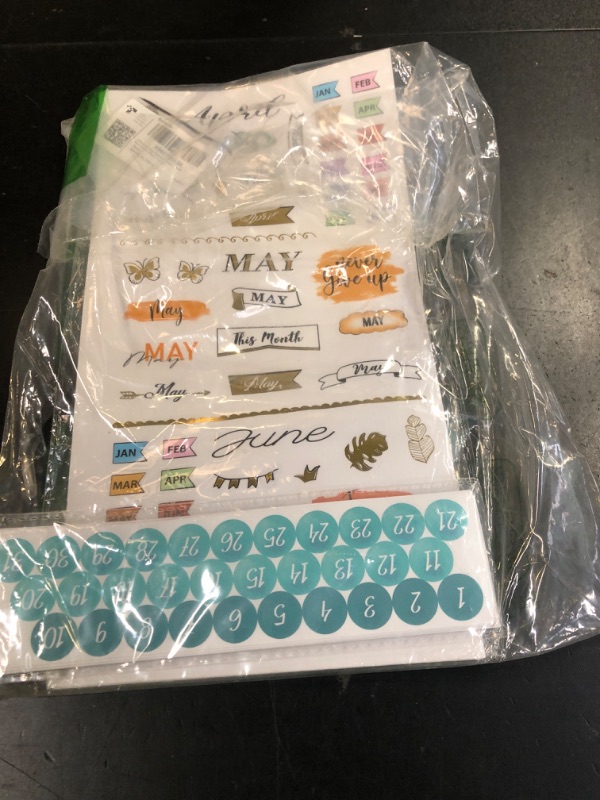 Photo 1 of Eersida 16 Sheets Calendar Date Number Stickers for Planners, 4 Happy Monthly Stickers and 12 Round Colorful Date Tabs Accessories with Elbow Tweezer