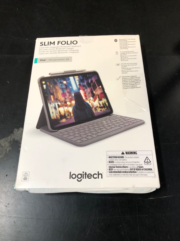Photo 1 of Logitech Slim Folio Keyboard Case for iPad (10th gen & A16) with Integrated Bluetooth Wireless Keyboard