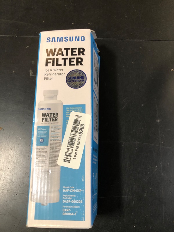 Photo 1 of SAMSUNG Genuine Filter for Refrigerator Water and Ice, Carbon Block Filtration for Clean, Clear Drinking Water, 6-Month Life, HAF-CIN/EXP, 1 Pack