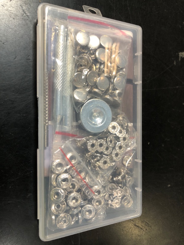 Photo 1 of uxcell 60 Sets Rhinestone Rivets, 10mm Leather Rivets Crystal Rivets Stud Rapid Double Cap Rivets for DIY Leather Craft Fabric Clothes Belt Bags, Silver Clear