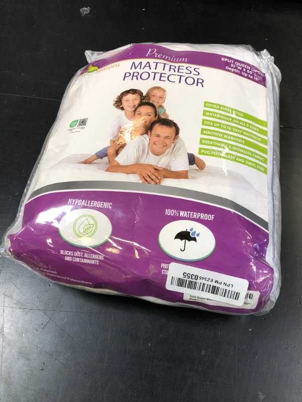 Photo 1 of Split Queen Waterproof Mattress Protector 30" x 80" (2PCs) - Fitted Sheet Mattress Cover with Deep Pockets - Hypoallergenic, Breathable, Water Proof, Noiseless, Vinyl Free
