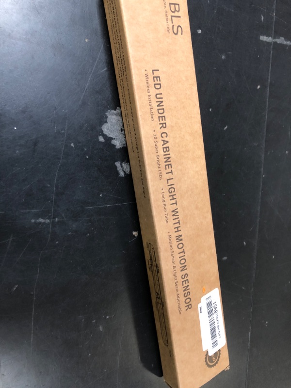 Photo 1 of BLS T01L LED Closet Light, Super Bright 20 LED Under Cabinet Lighting Battery Powered/DC Input Wireless Motion Sensing Light, Auto On Off Switch, Motion Sensor & Light Sensor, Light Beam Adjustable