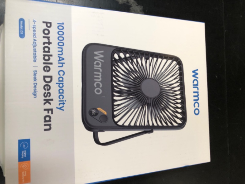 Photo 1 of Warmco 10000mAh Portable Travel Fan 7-inch, [10-24H Runtime] Ultra-thin Digital Display Small Desk Battery Operated Fan for Camping, Office, Bedroom, Cruise Essentials 2025