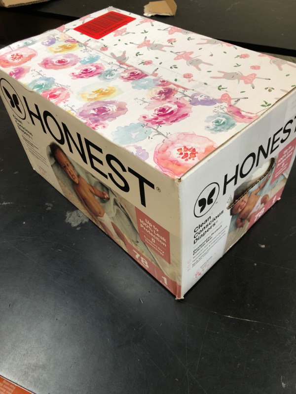 Photo 1 of The Honest Company Clean Conscious Diapers for Delicate Skin | Up to 100% Leakproof | Hypoallergenic, Fragrance Free | Girl Prints | Club Box, Size 1 (8-14 lbs), 78 Count (Prints May Vary)