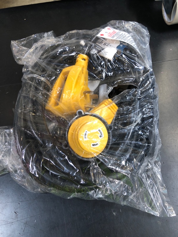 Photo 1 of Camco Power Grip 25-Ft 30 Amp RV Extension Cord w/90° Locking End - Rated for 125V / 3,750W - Features Threaded Locking Ring for Weatherproof Connection & 10-Gauge Copper Wire (55524)