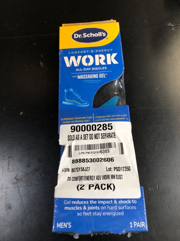 Photo 1 of Dr. Scholl's Work Insoles (Pack) // All-Day Shock Absorption and Reinforced Arch Support That Fits in Work Boots and More (for Men's 8-14, Also Available for Women's 6-10) 1 Pair (Pack of 2) 2 Count