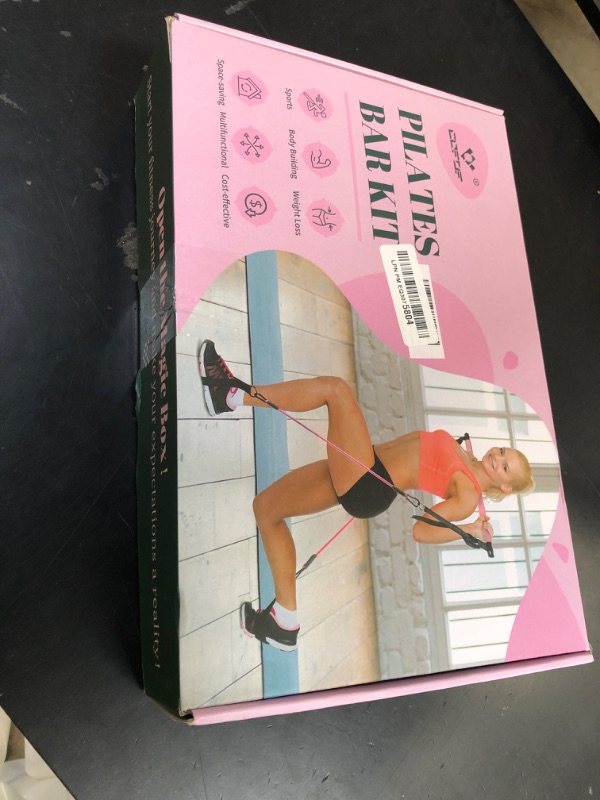 Photo 1 of Pilates Bar Kit with Resistance Bands, Multifunctional Yoga Pilates Bar with Heavy-Duty Metal Adjustment Buckle, Portable Home Gym Pilates Resistance Bar for Women Full Body Workouts(20-150LBS)-Pink