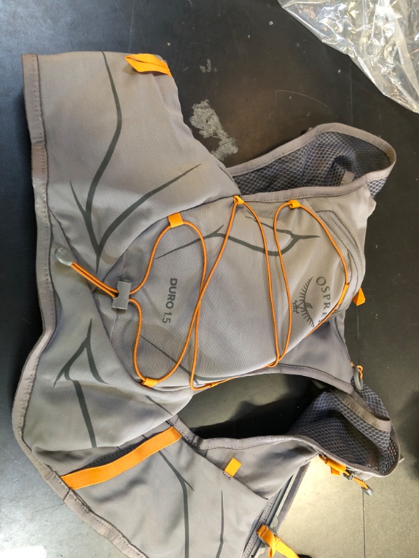 Photo 1 of Osprey Duro 1.5L Men's Running Hydration Vest with Hydraulics Reservoir, Phantom Grey/Toffee Orange, Medium