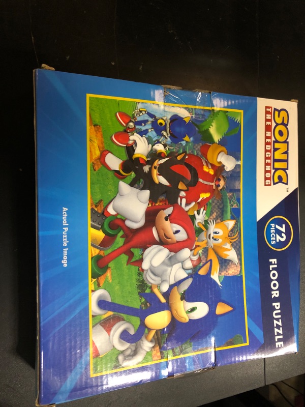 Photo 1 of Sonic the Hedgehog Floor Puzzle for Kids Set - Bundle of 72 Piece Sonic Floor Puzzle, Stickers, Tattoos, More | Sonic Jigsaw Puzzles for Kids Ages 5+