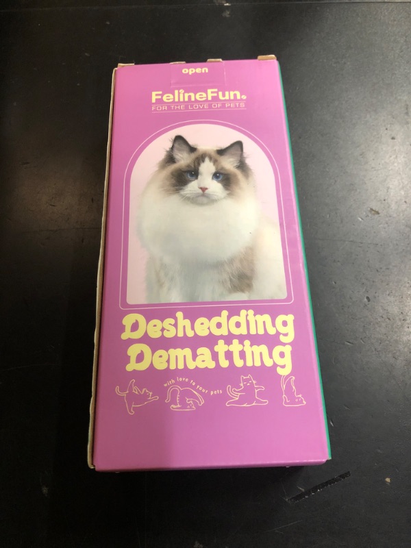 Photo 1 of FelineFun Cat Brush for Dematting & Deshedding, 2 in 1 Undercoat Rake, Efficiently Remove Loose Hair & Matted Fur, Professional Shedding Comb for Indoor Cats & Long Haired Cats