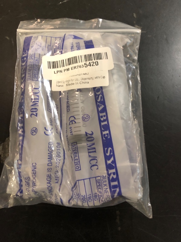 Photo 1 of 20ml Syringe for Liquid, Oral, Scientific Labs, Measurement, Dispensing, with Cap- 3 Pack 20ml Syringes