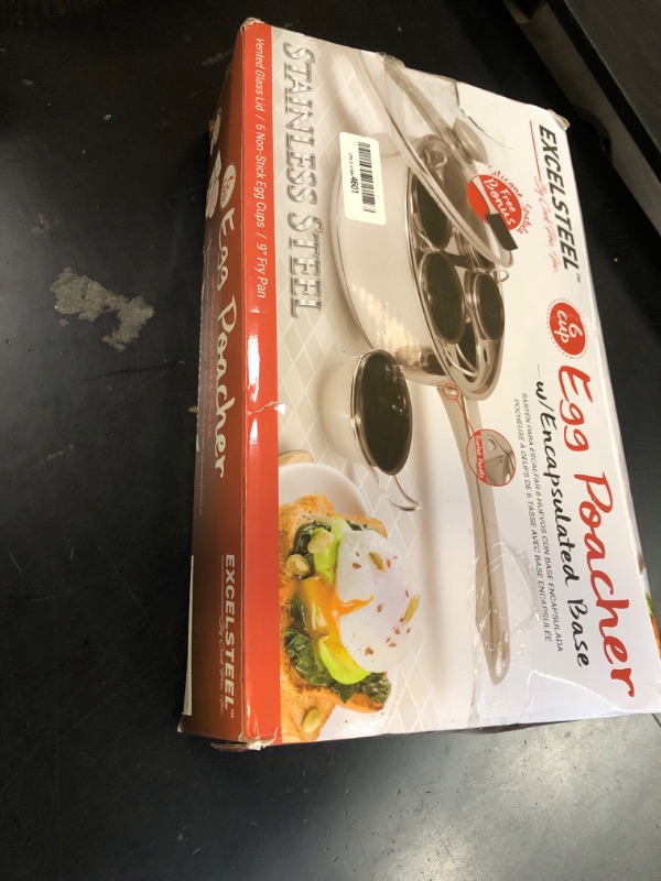 Photo 1 of EXCELSTEEL Non Stick Easy Use Rust Resistant Home Kitchen Breakfast Brunch Induction Cooktop Egg Poacher, 6 Cup, Stainless Steel, Round