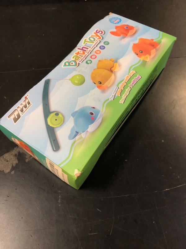 Photo 1 of Dwi Dowellin Bath Toys for Toddlers, Magnetic Fishing Games Kids Bathtub Toys, Mold Free Wind-up Toys Swimming Fish Duck Whale Floating Water Toys for Kids Baby Infant
