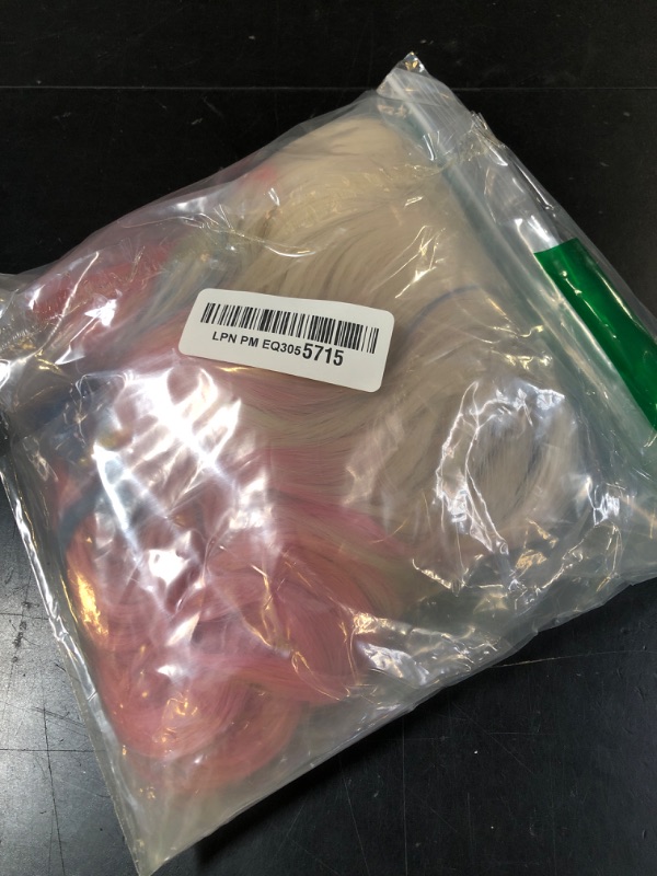 Photo 1 of Short Curly Blonde Pink Blue Wave Wig Women's Side Part Costume Wigs Synthetic Hair for Halloween Party