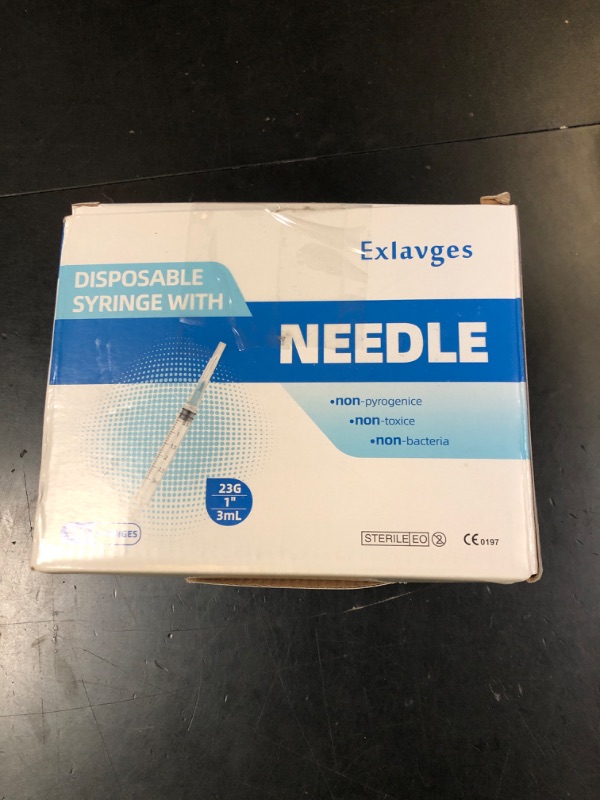 Photo 1 of 100 Pack Disposable 3ml/cc Lab Syringes with 23Ga 1 Inch Needle Luer Lock, Individually Sealed Packed