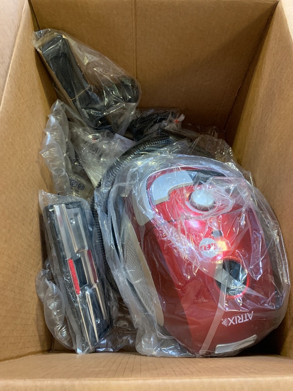 Photo 1 of Atrix Red Lil Portable Canister Vacuum Cleaner – Premium Bundle with Extra Filters, Lightweight, 3-Stage HEPA Filtration, 2-Quart Bag, Variable Speed 1200W Motor, 16.5? Auto-Retract Cord & Tools