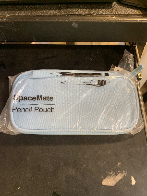 Photo 1 of SPACEMATE Pencil Case Pouch Box Bag School Supplies Girls Boys Kids, Cute Preppy Stuff Large Big Capacity Aesthetic Pen Organizer, Back to College Stationary, Sky Blue, Heavy Duty Canvas, 1800ml