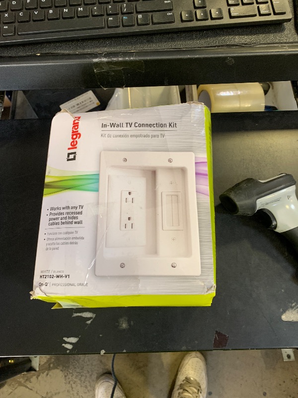 Photo 1 of Legrand - OnQ Wall Cable Concealer Kit, Flat Panel TV Connection Kit with Cable Management Box, In Wall TV Power Kit Hides Cords and Cables, Hider Box Fits All Plugs, White, HT2102WHV1 (Hardwired)