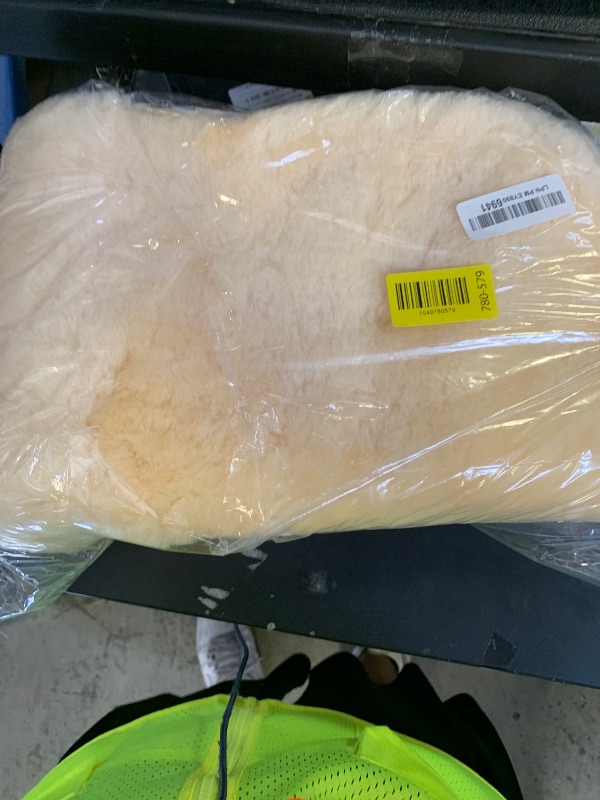 Photo 1 of Set of 2, Natural Sheepskin Chairpad with Non-Slip Backing | 100% Real New Zealand Wool Sheepskin for Car Seat, Accent Chair, or Vanity Chair, Natural