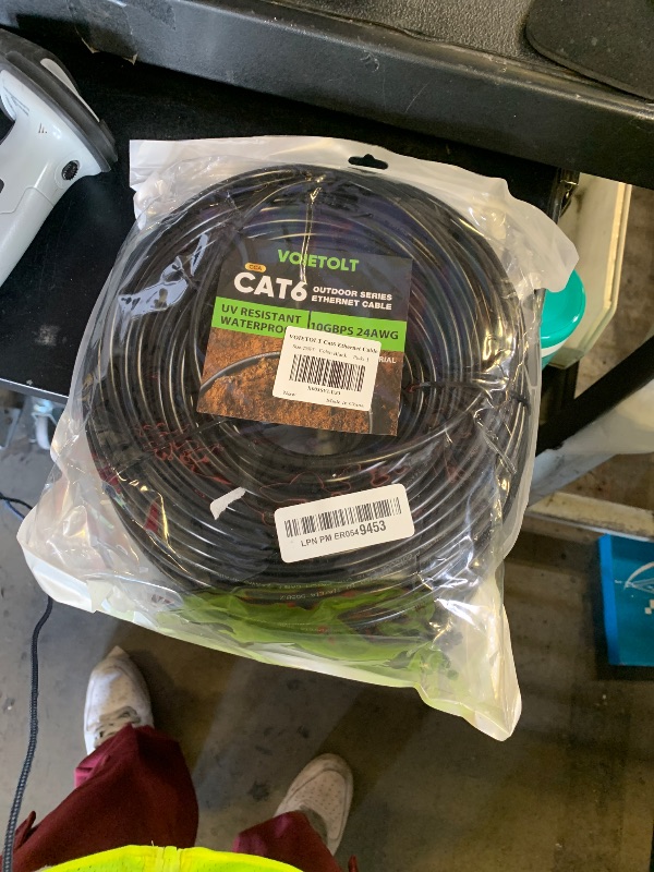 Photo 1 of VOIETOLT Cat 6 Outdoor Ethernet Cable 200 ft, 24AWG 10Gbps Cat6 Cable Cord Waterproof Direct Burial LLDPE UV Jacket, Internet Network Cable with 60 Ties Support Cat6 Cat5e Cat5, CCA, UTP for PC