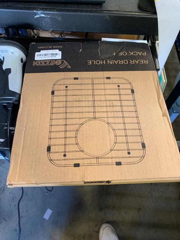 Photo 1 of YORZSDI Kitchen Sink Grid 11-3/4" x 12-1/4"- Heavy Duty Kitchen Sink Protector with Built-in Strainer & Rear Drain, Non-Slip Rubber Feet & Scratch Resistant Bottom Guard