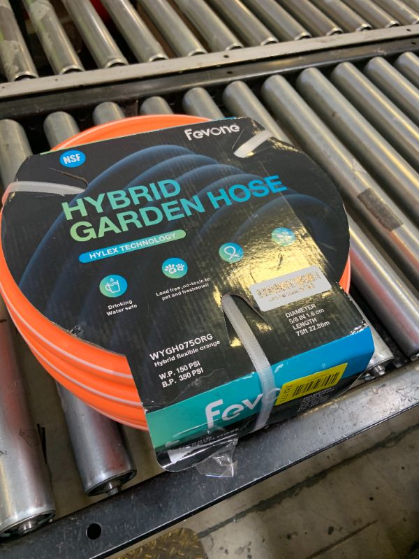 Photo 1 of Fevone 75ft Garden Hose, Lightweight and Flexible, Heavy Duty Water Hose - 5/8" ID, Burst 600 Psi, Hybrid Polymer, Kink Resistance, Drinking Water Safe, 3/4" GHT Aluminum Fittings