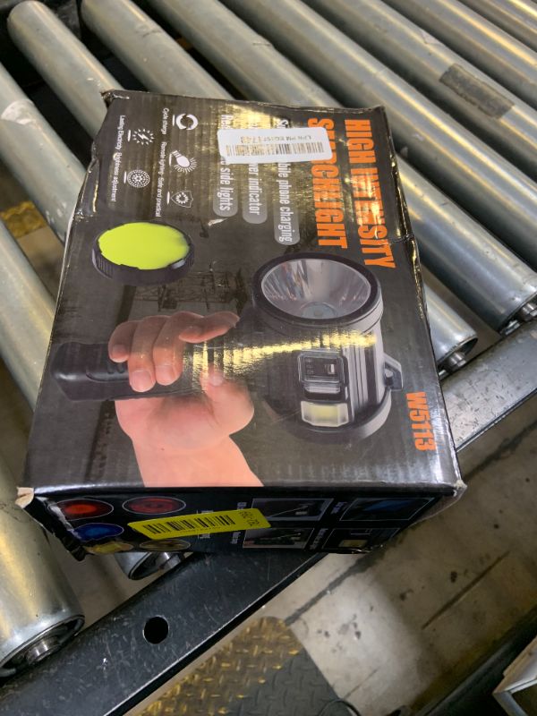 Photo 1 of MIXILIN Rechargeable Spotlight, 90,000 Lumens Handheld Hunting Flashlight Led Spot Light with Cob Light and Solar Panels, Lightweight and Super Bright Spotlight for Hunting Boating Camping