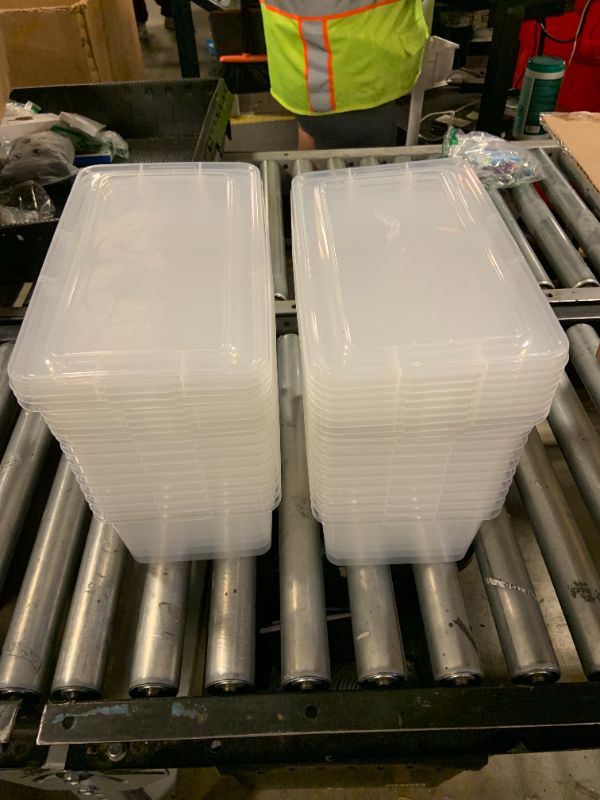 Photo 1 of IRIS USA 20-Pack Storage Bins with Lids, 6 Quart, Shoe Boxes Clear Stackable Containers Organize Shoes Closet Shelves, Classroom Organization Teacher Tools, Game Storage - BPA-Free Plastic