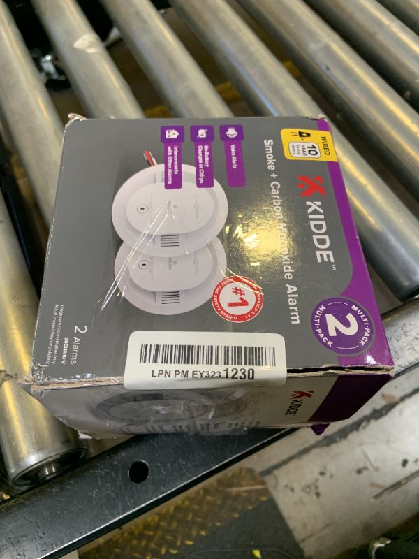 Photo 1 of Kidde Hardwired Smoke & Carbon Monoxide Detector, 10-Year Battery Backup, Voice Alerts, Interconnectable LED Warning Light Indicators, 2 Pack