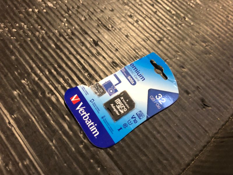 Photo 1 of Verbatim 32GB Premium microSDHC Memory Card with Adapter UHS-I V10 Class 10 supports Full HD (1080p) U1 speed rated Up to 90MB/s read speed