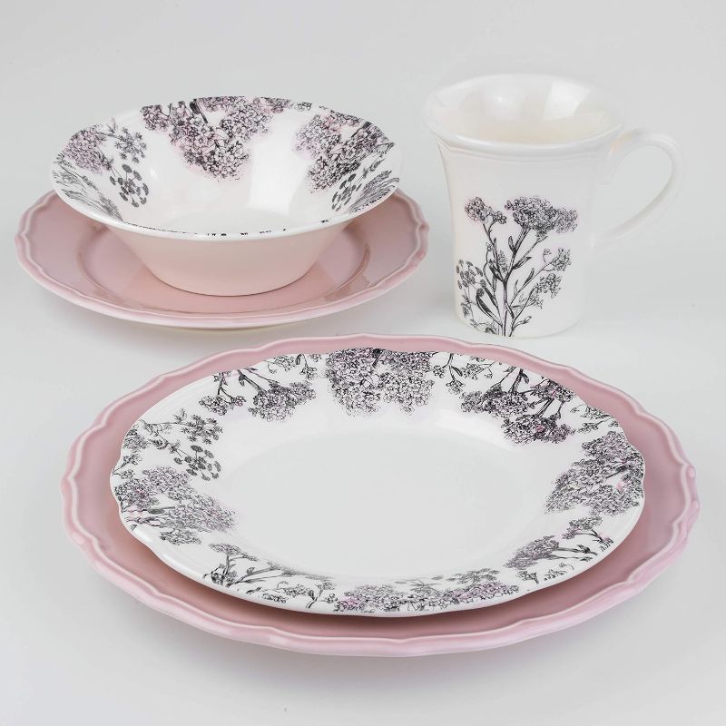 Photo 1 of Euro Ceramica SAV-74420PK Savannah Dinnerware Collection, 20-Piece Set, Rose Pink

