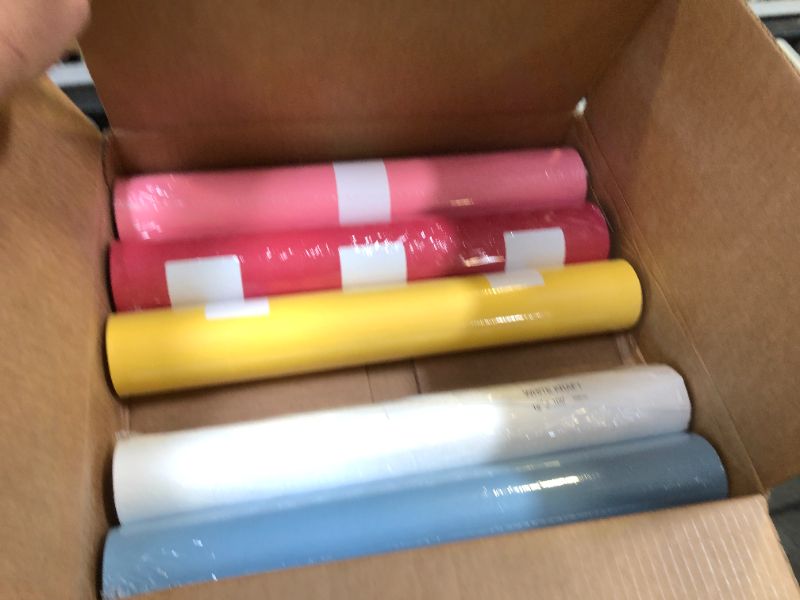 Photo 1 of Paclord 18" x 1200" (100 ft) Pink Pig Kraft Paper Set, 45 Lbs - Pink, Red, Yellow, Light Blue, White Kraft Paper - Made in USA Color Paper for Arts and Crafts, Appliques for Kids, DIY, Origami