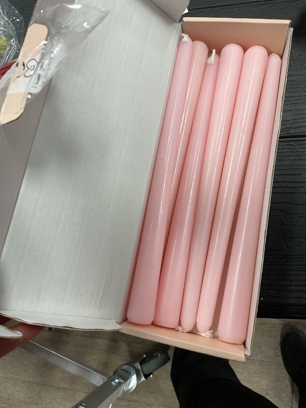 Photo 1 of 10 Inch Baby-Pink Taper Candles for Home Decoration, 10 Pack Unscented Candlesticks for Dinner Wedding Party, Smokeless and Dripless Candle Sticks