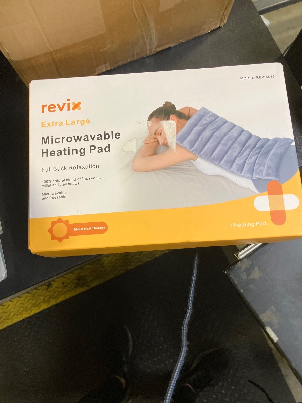 Photo 1 of REVIX Extra Large Microwave Heating Pad for Back with Moist Heat, Microwavable Heated Wrap for Full Back, Stomach, Shoulder and Neck,Leg, Support Cold Therapy